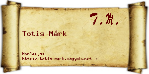 Totis Márk névjegykártya